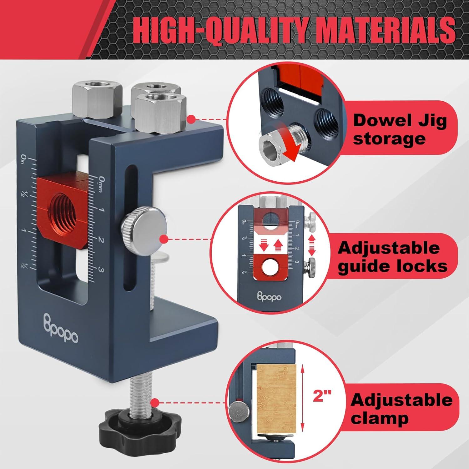 Kit Plantilla Dowel Autocentrante BPOPO - 3 Brocas y Bushings