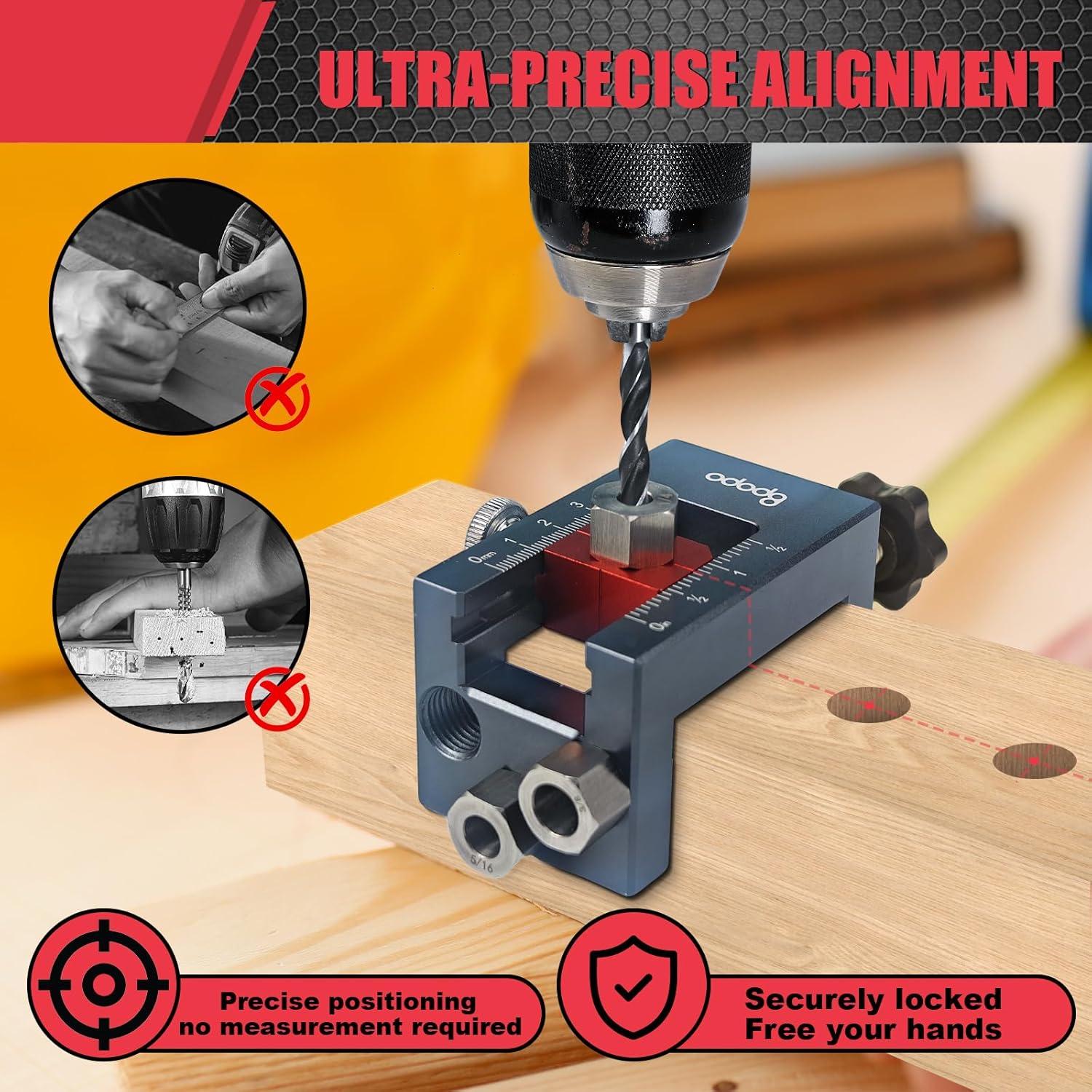 Kit Plantilla Dowel Autocentrante BPOPO - 3 Brocas y Bushings