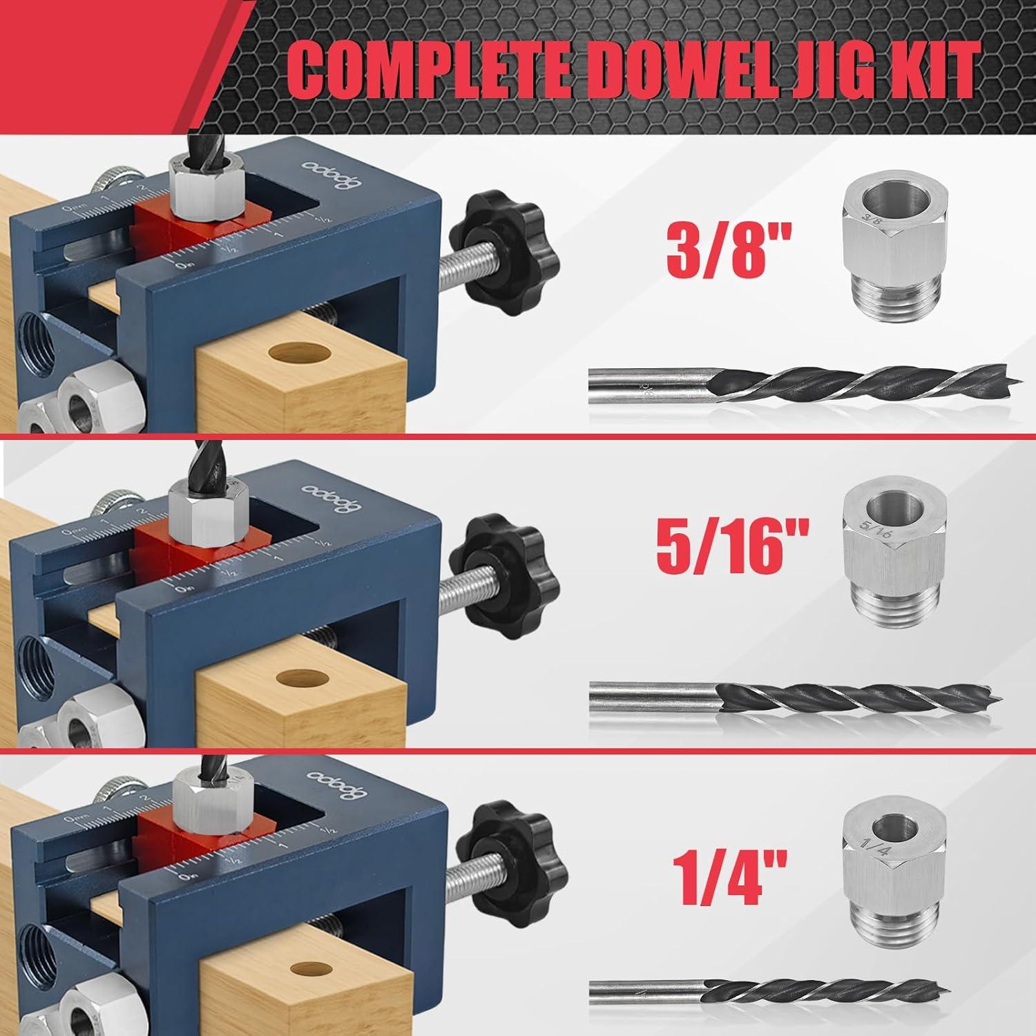 Kit Plantilla Dowel Autocentrante BPOPO - 3 Brocas y Bushings