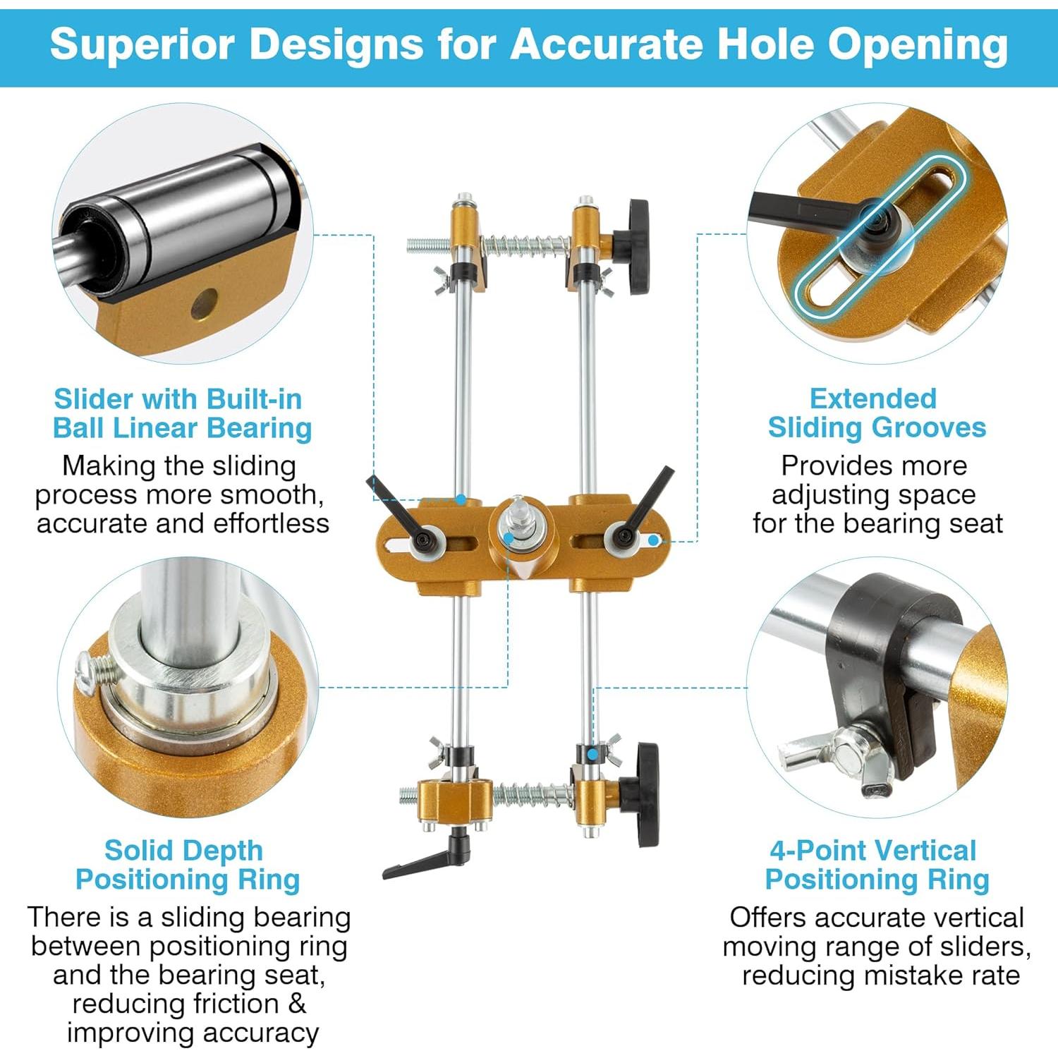 Jig de Cerradura Mortise IRONWALLS con 3 Cortadores de Tungsteno