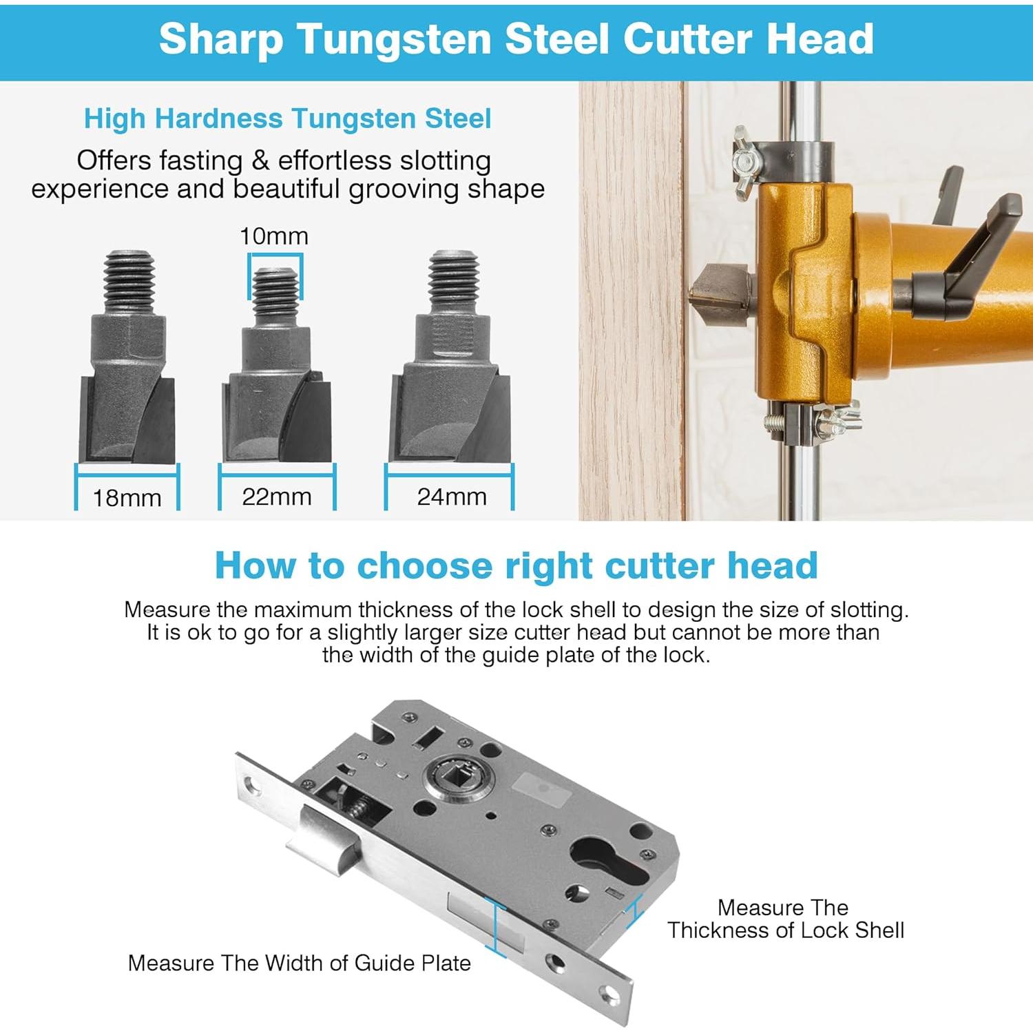 Jig de Cerradura Mortise IRONWALLS con 3 Cortadores de Tungsteno