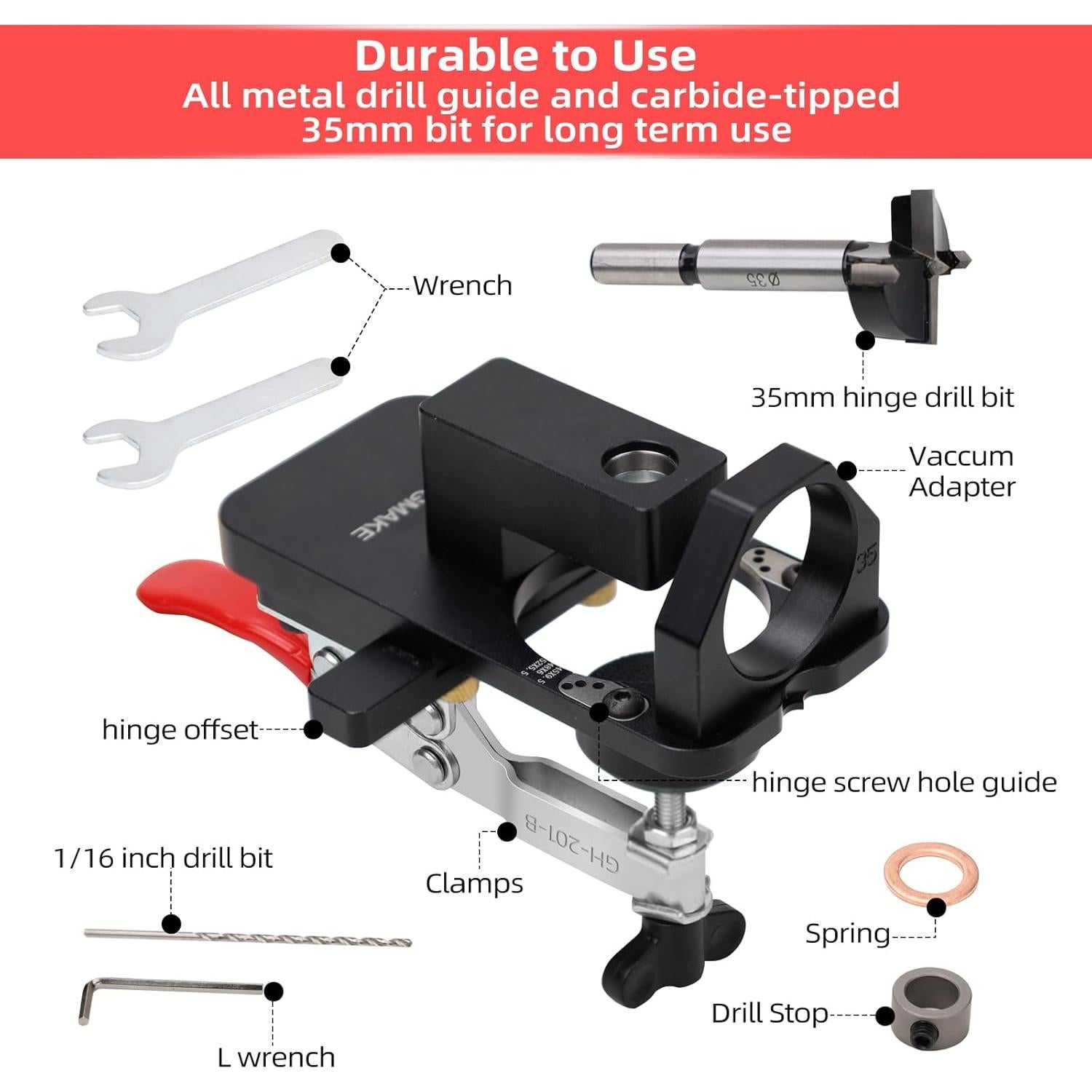 Plantilla de Bisagra Oculta GOINGMAKE S1 35 mm con Abrazadera