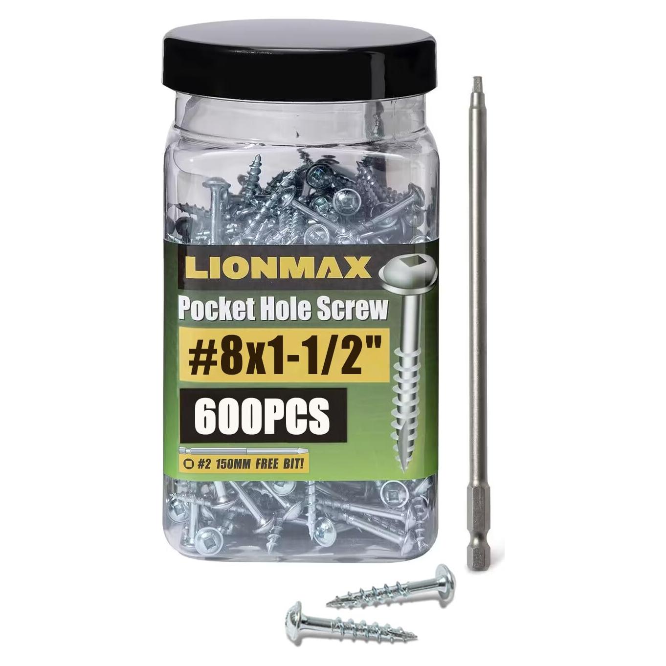 Tornillos para Agujeros de Bolsillo LIONMAX #8 x 38mm 600PCS