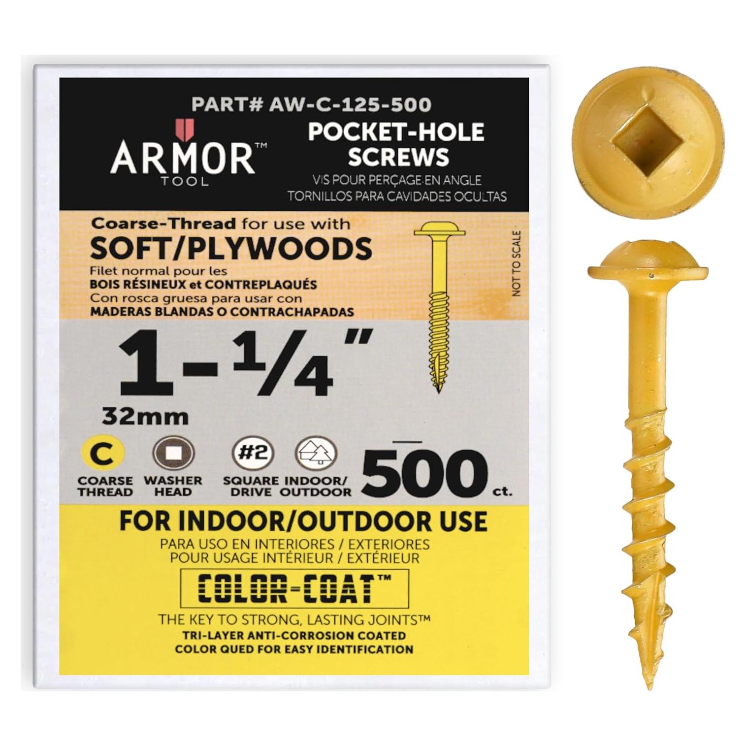 Tornillos para Agujeros de Bolsillo Armor Tool 3.18 cm 500 Pzas