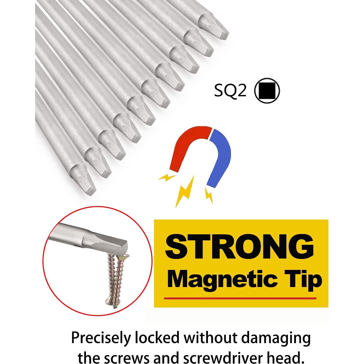 Juego de 10 Bits de Destornillador Cuadrado SQ2 Rocaris 15.24 cm