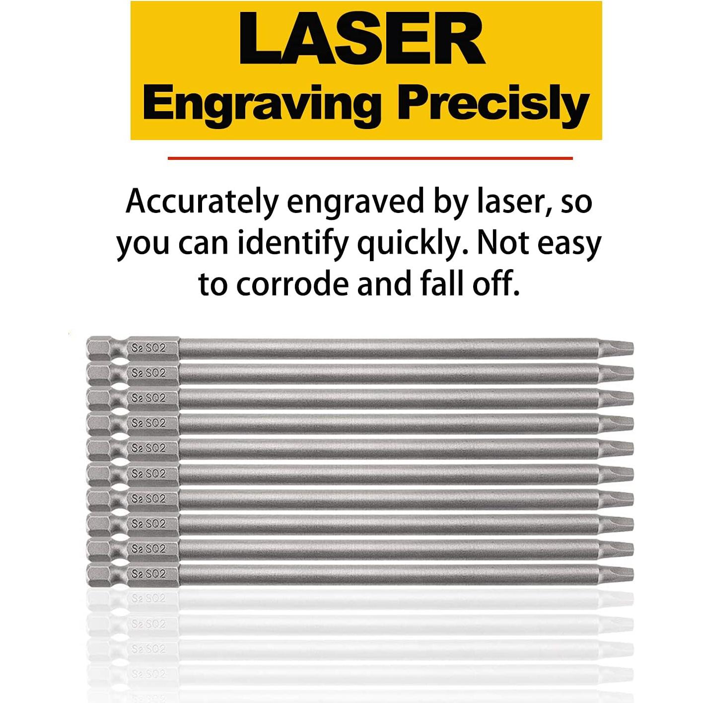 Juego de 10 Bits de Destornillador Cuadrado SQ2 Rocaris 15.24 cm