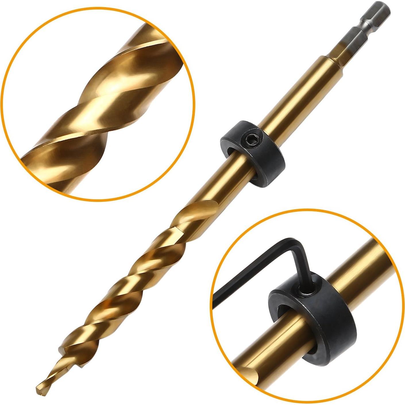 Broca OCGIG 1/4" Hexagonal Titanio 9.5mm para Carpintería