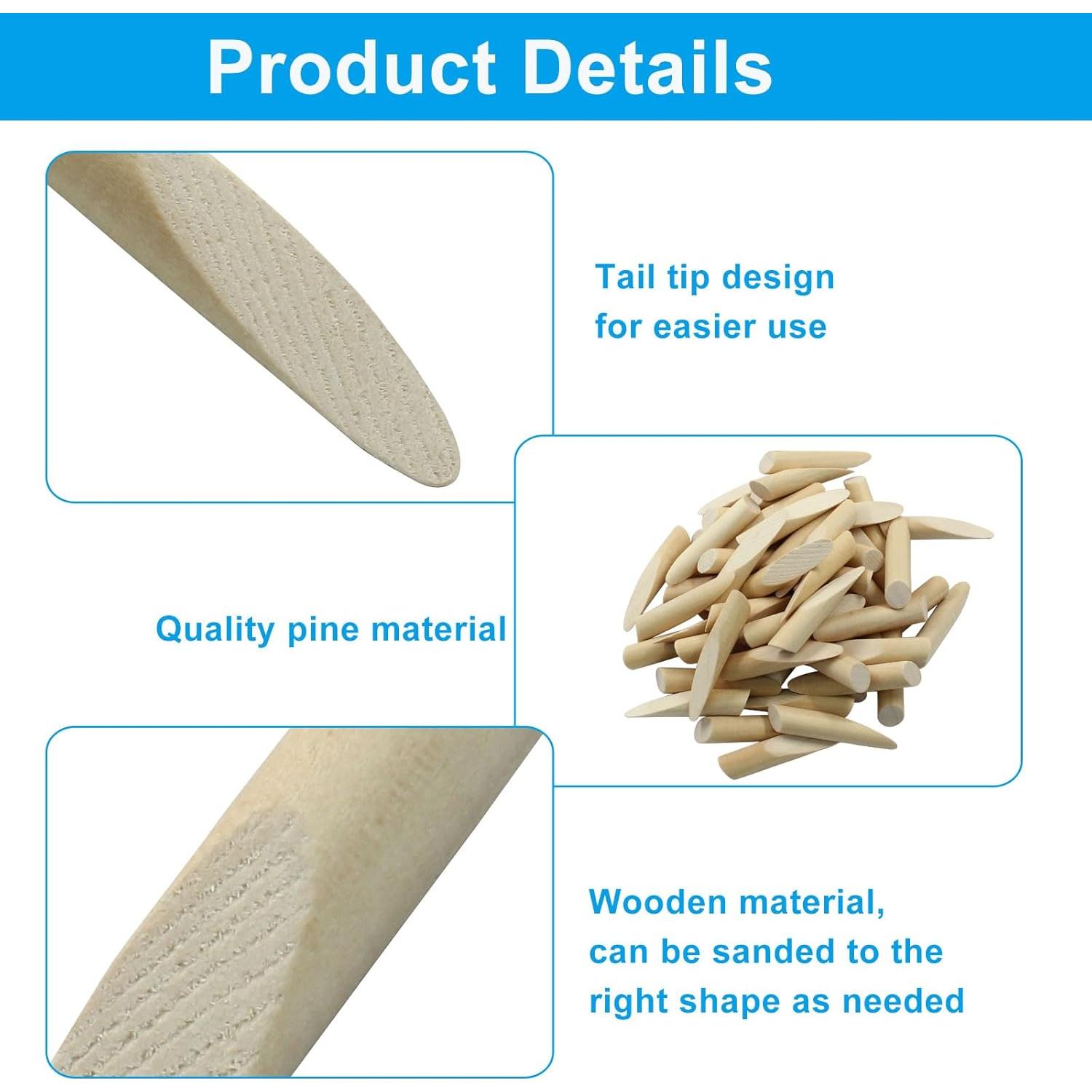 150 Tapones de Madera de Pino 9.5 mm para Agujeros de Tornillo