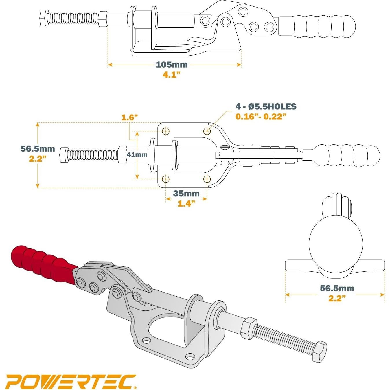 Abrazadera de Liberación Rápida POWERTEC 302F 136 kg 4PK