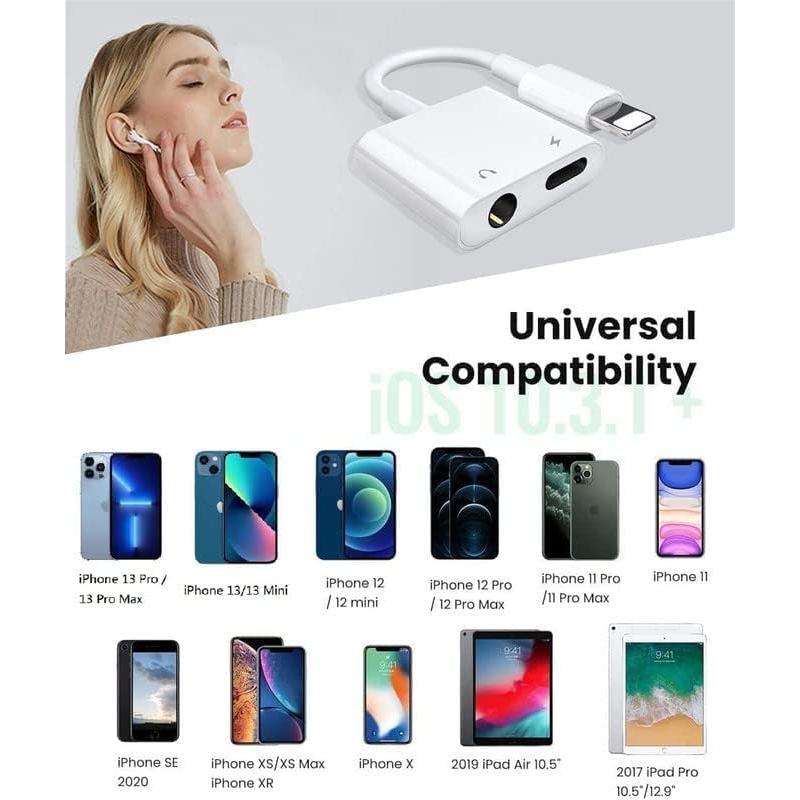 Adaptador de Jack 3.5mm Aprolink para iPhone 2 en 1 MFi