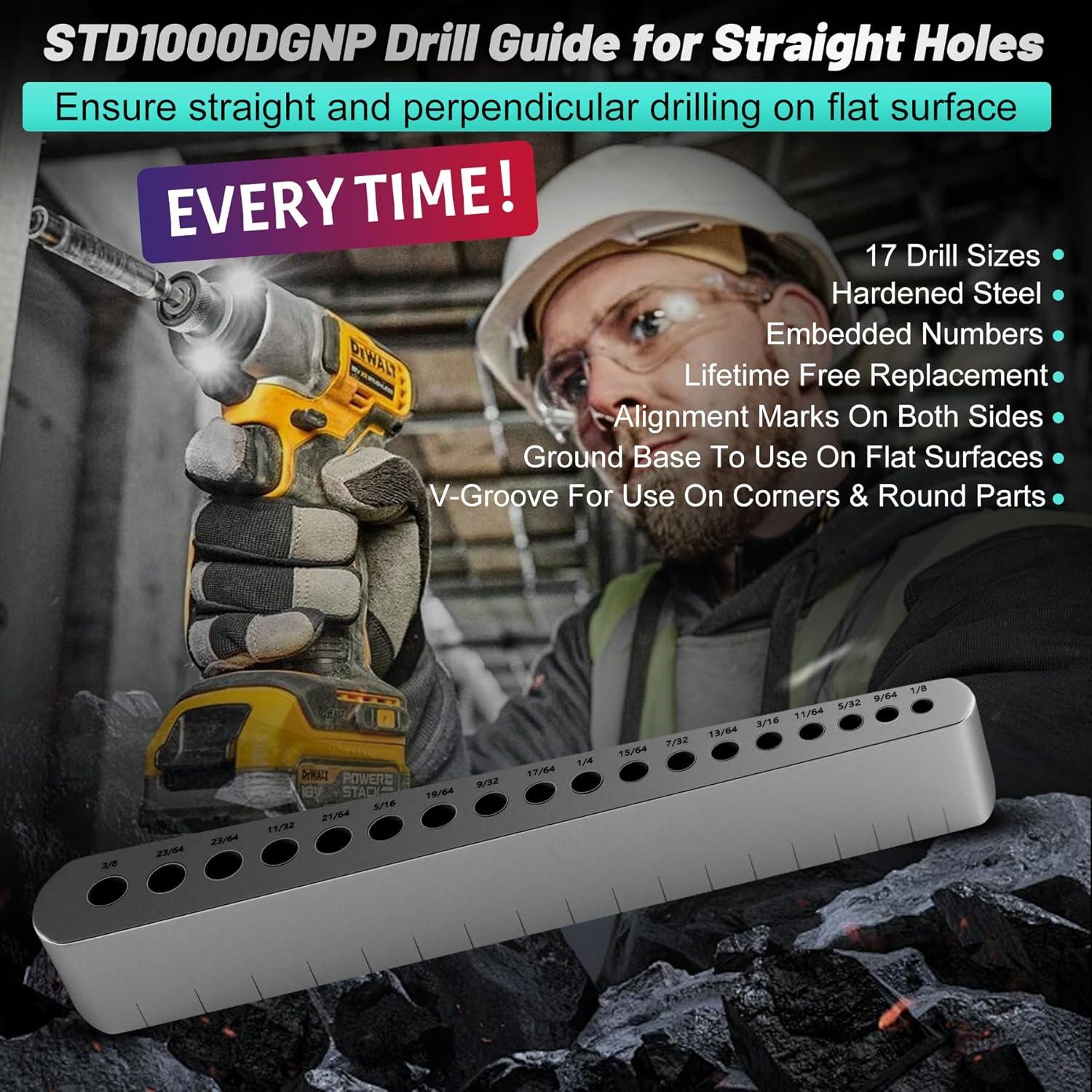 Guía de Taladro TJCYGO STD1000DGNP para Agujeros Rectos 17 Tamaños