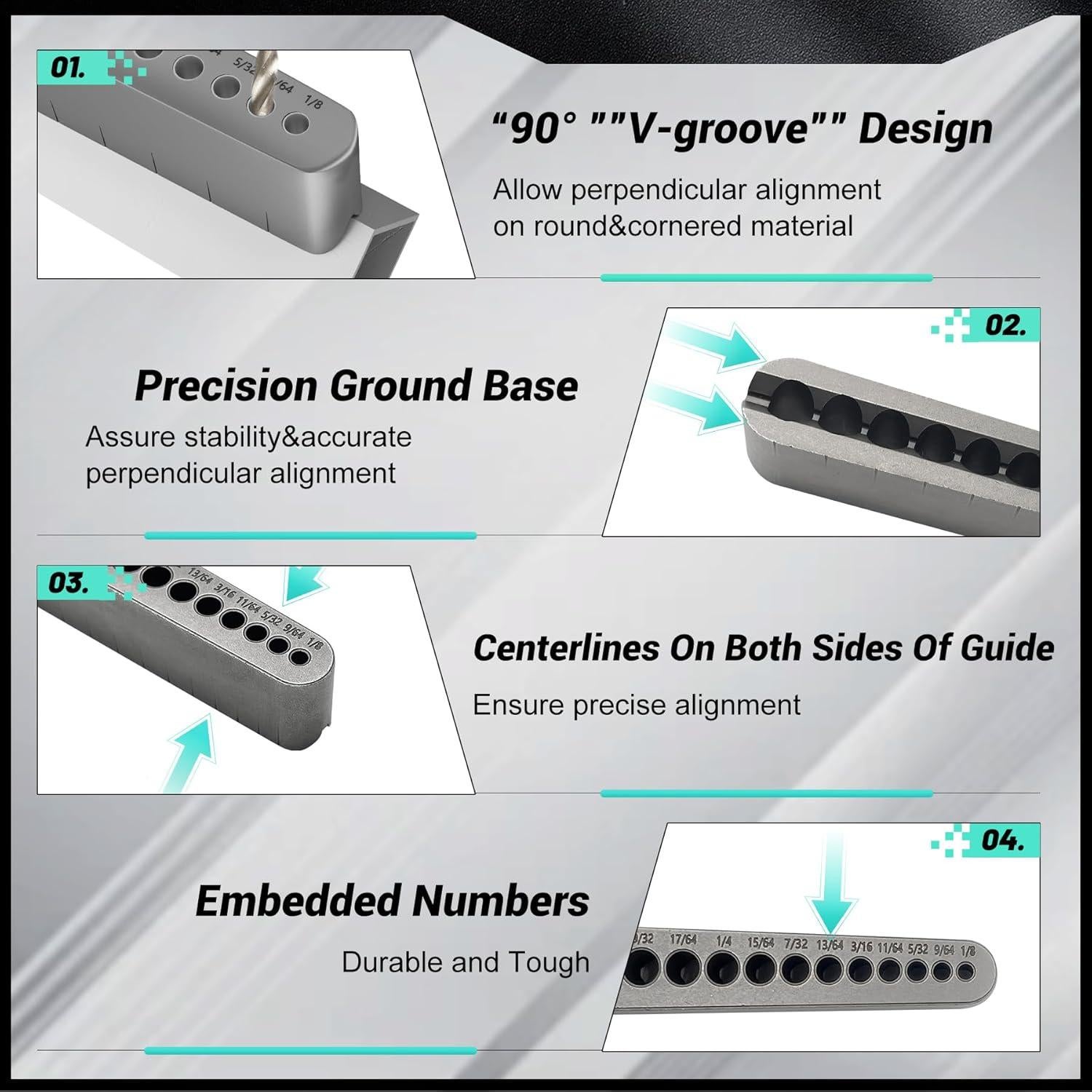 Guía de Taladro TJCYGO STD1000DGNP para Agujeros Rectos 17 Tamaños