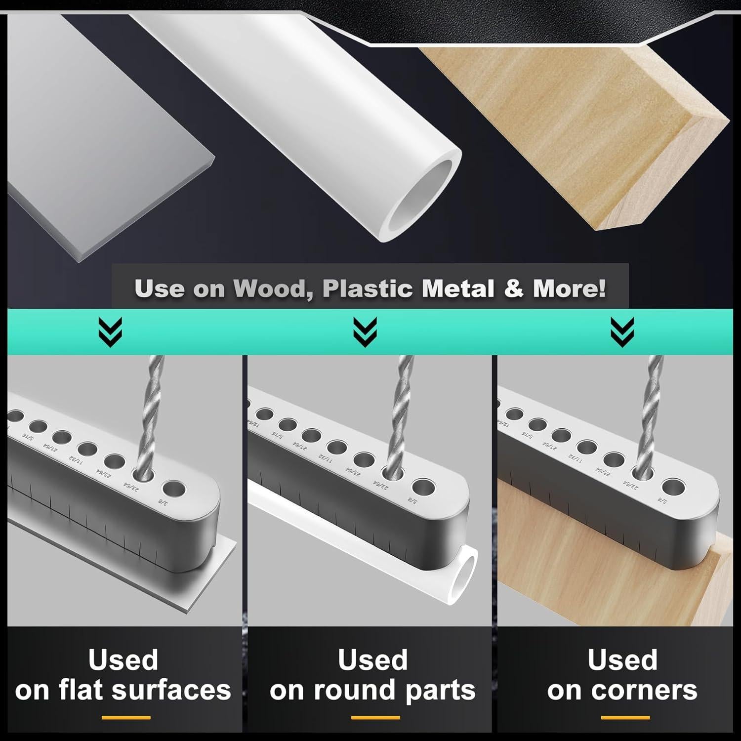 Guía de Taladro TJCYGO STD1000DGNP para Agujeros Rectos 17 Tamaños