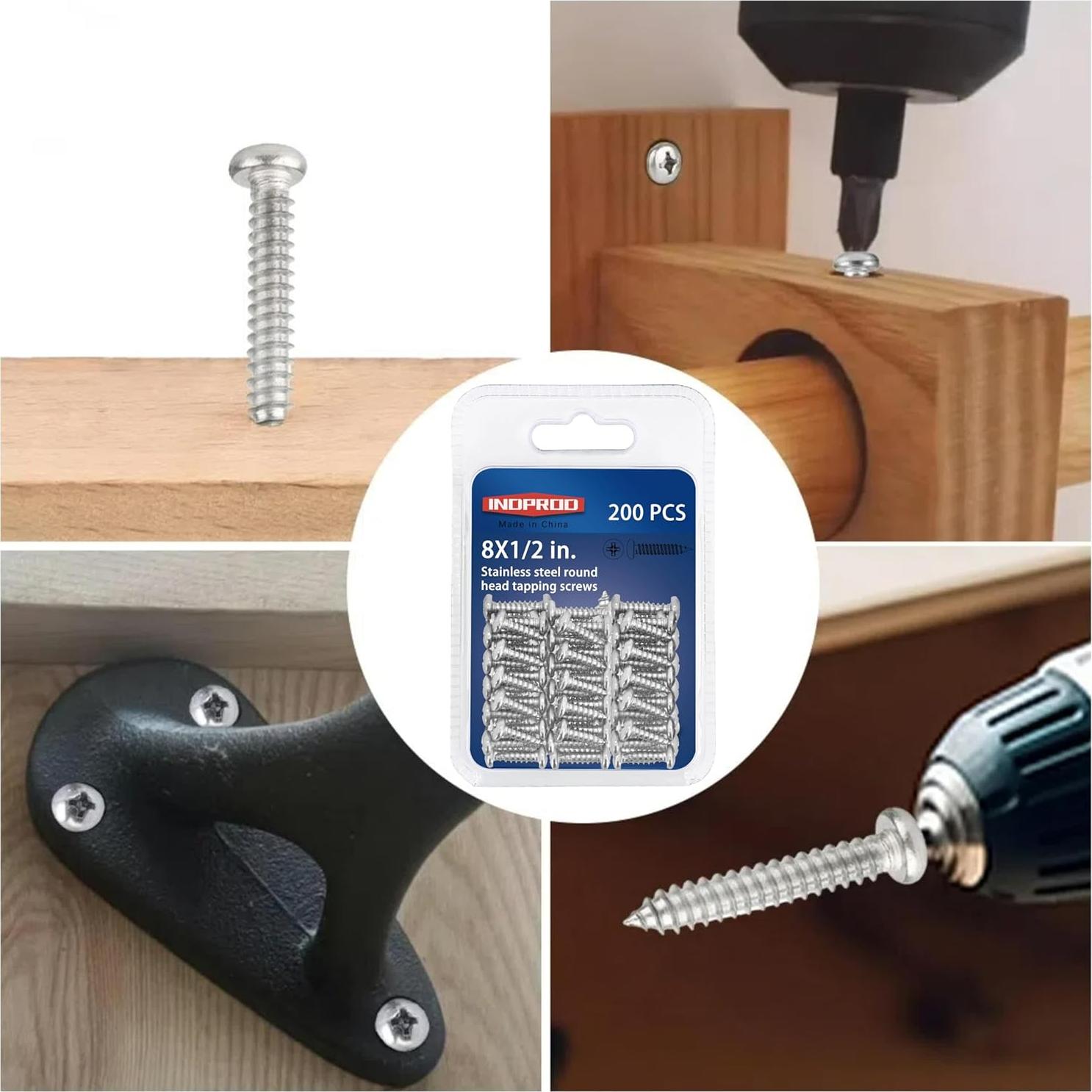 Tornillos Autoperforantes INDPROD #8 x 12mm Acero Inoxidable 200 Pzas