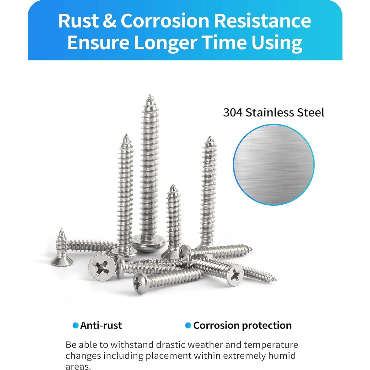 560 Tornillos Autoperforantes de Acero Inoxidable DIVANC M3-M6