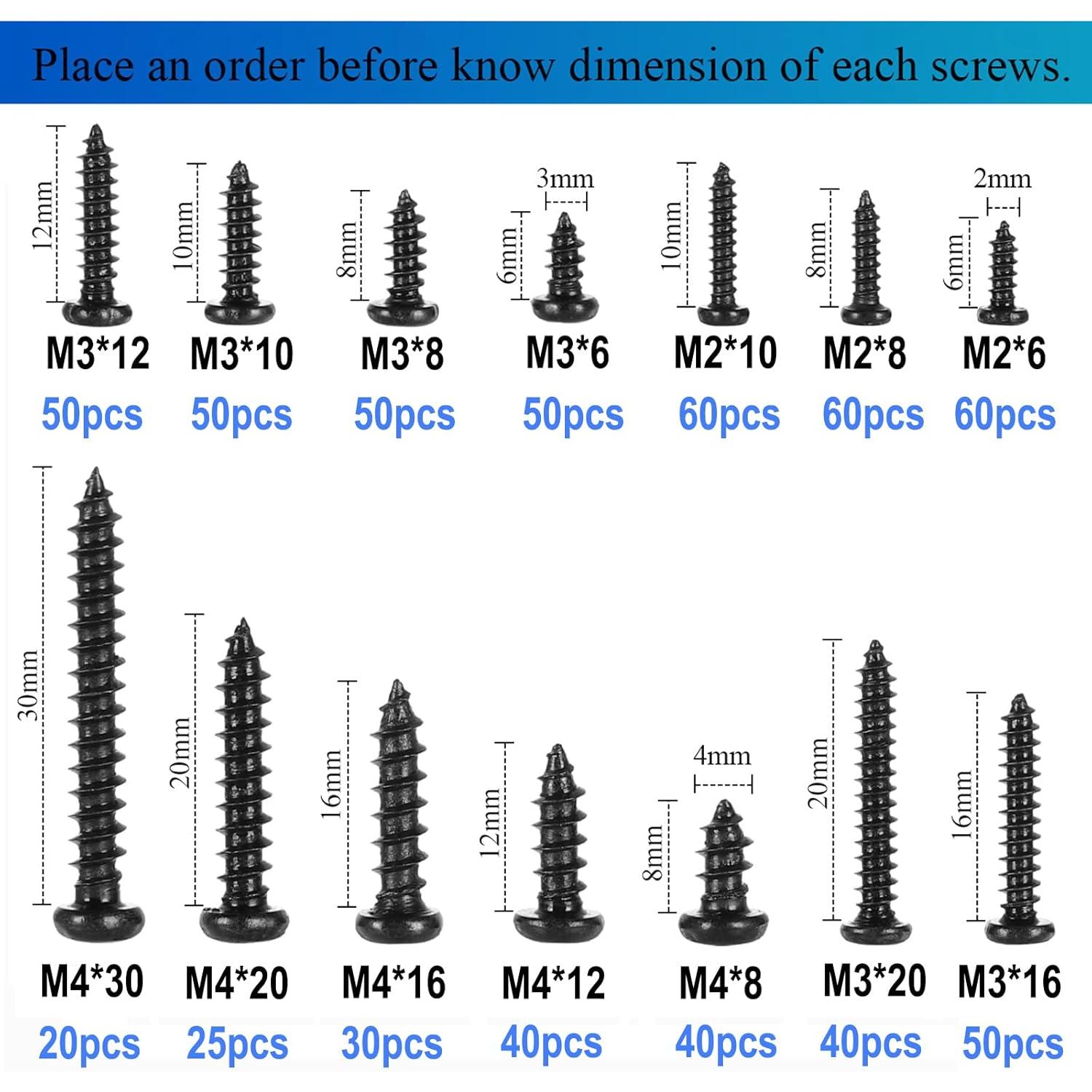 Kit de Tornillos Autoperforantes M2 M3 M4 625 Pcs HanTof