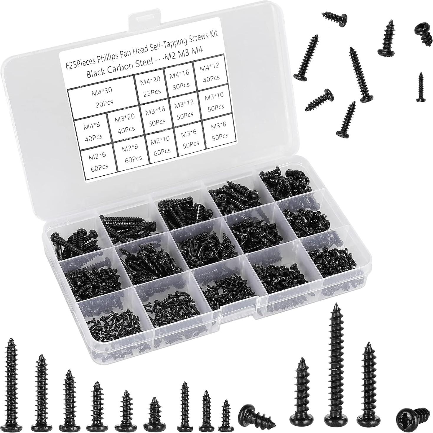 Kit de Tornillos Autoperforantes M2 M3 M4 625 Pcs HanTof