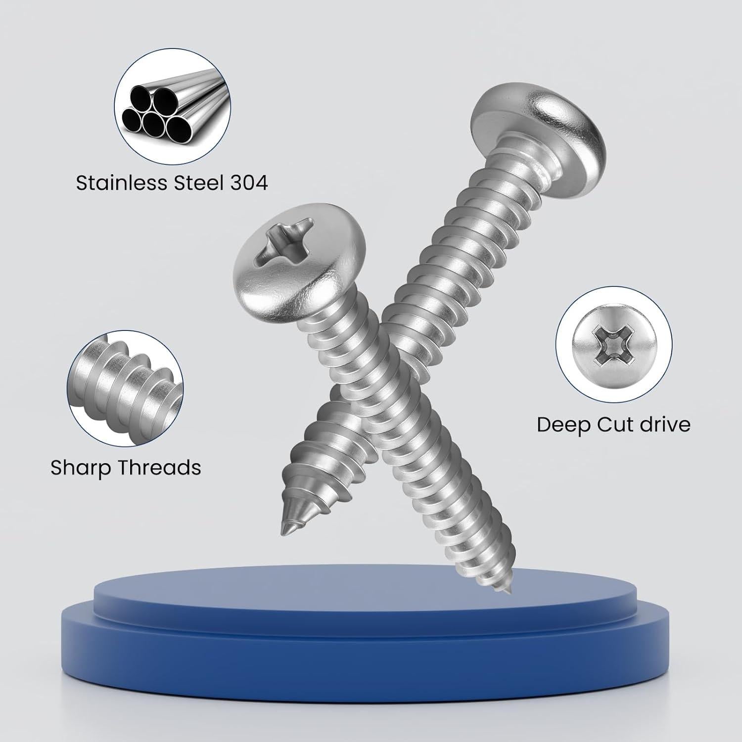 Kit de Tornillos Autoperforantes BNUOK 247 Piezas Acero Inoxidable