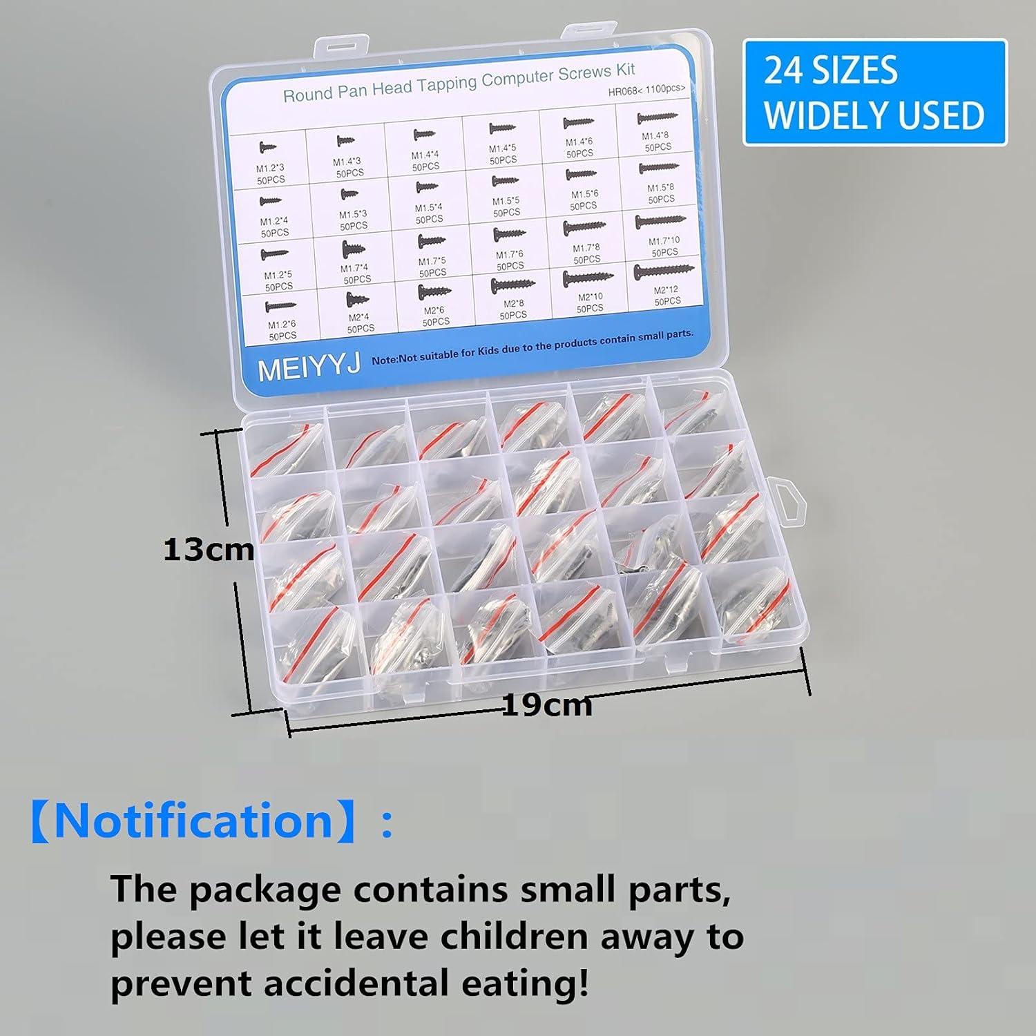 Kit de 1100 Tornillos Phillips MEIYYJ para Laptop M1.2 a M2