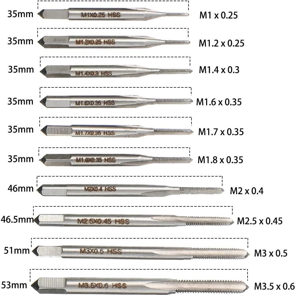 Juego de 10 Tapones de Rosca Metrico HSS Saipe M1-M3.5