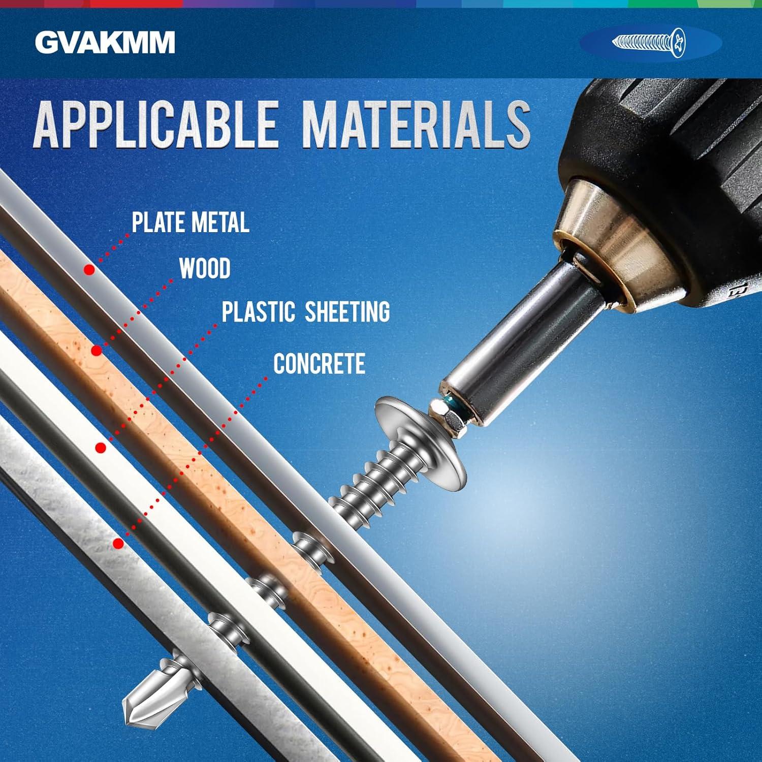 Kit de Tornillos Autoperforantes Gvakmm 155 Piezas 6 Tamaños