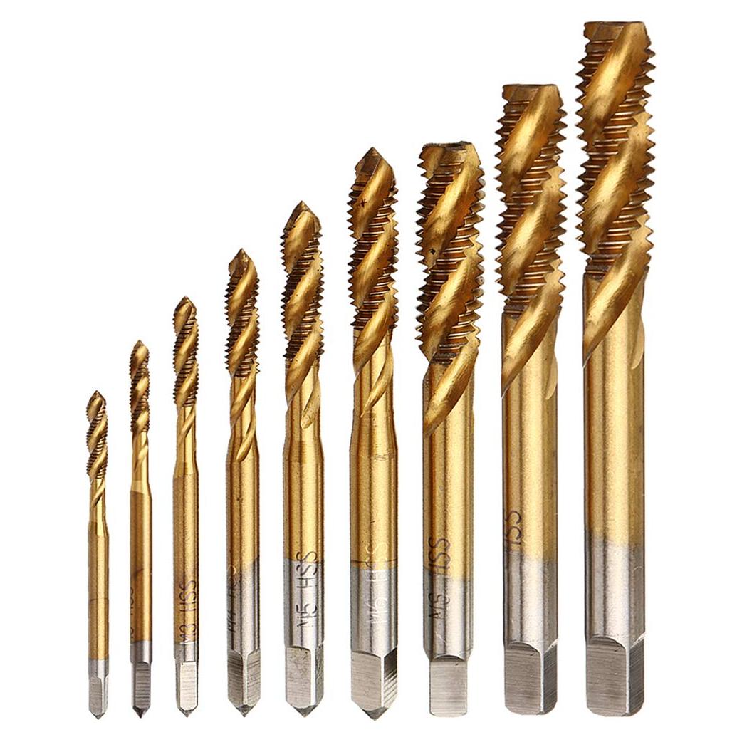 Juego de 9 Brocas de Rosca Titanio Yakamoz HSS M2 a M12