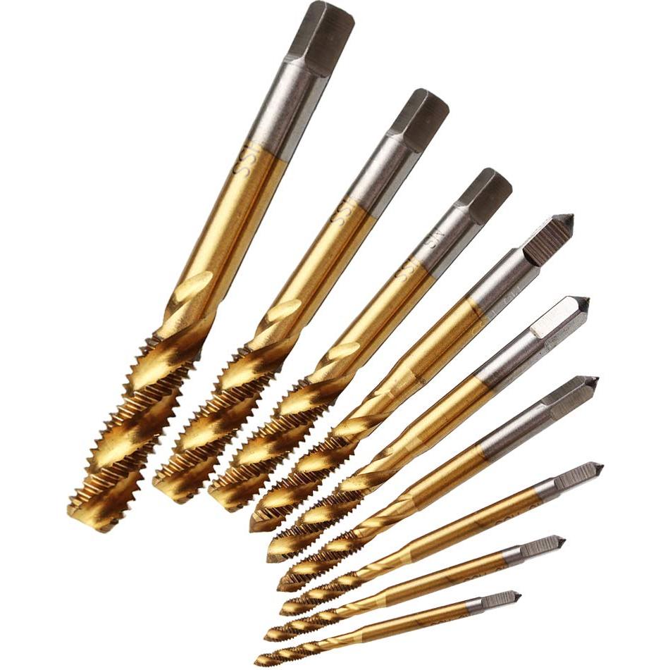 Juego de 9 Brocas de Rosca Titanio Yakamoz HSS M2 a M12