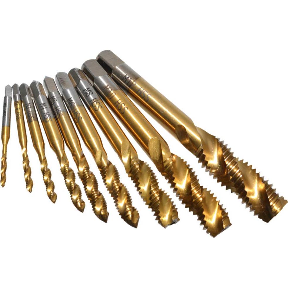 Juego de 9 Brocas de Rosca Titanio Yakamoz HSS M2 a M12