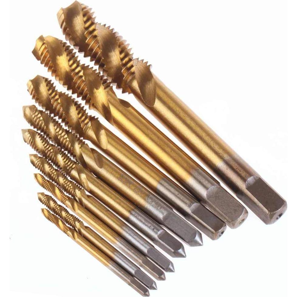 Juego de 9 Brocas de Rosca Titanio Yakamoz HSS M2 a M12