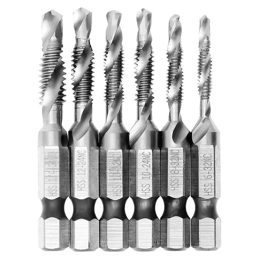 Juego de Brocas y Machos de Rosca AUTOTOOLHOME 6 Piezas HSS