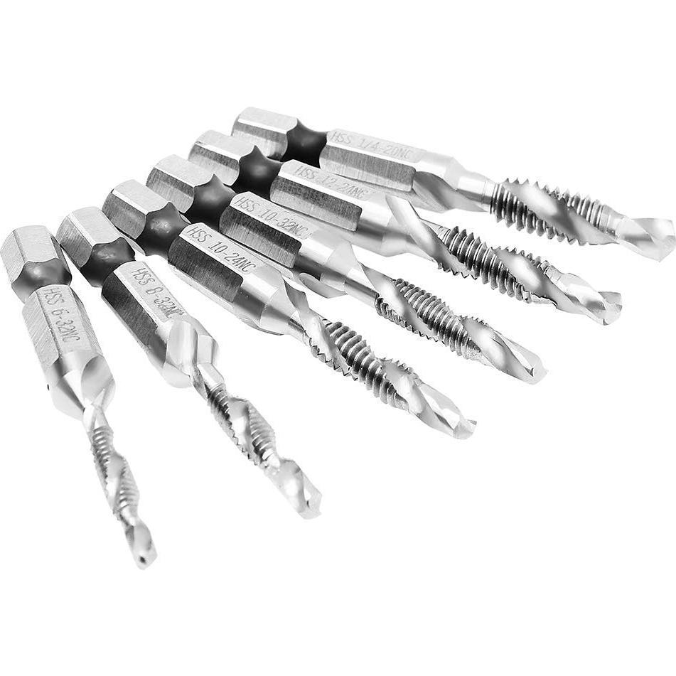 Juego de Brocas y Machos de Rosca AUTOTOOLHOME 6 Piezas HSS