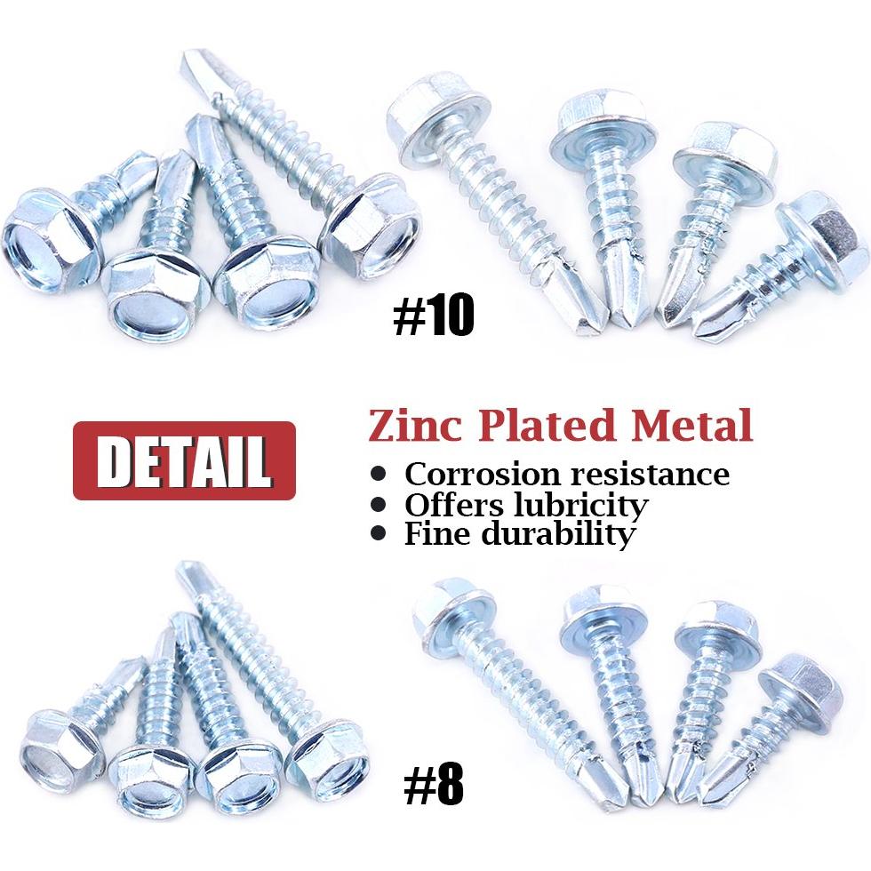 Kit de Tornillos Autoperforantes Hilitchi 220 Piezas Cabeza Hexagonal