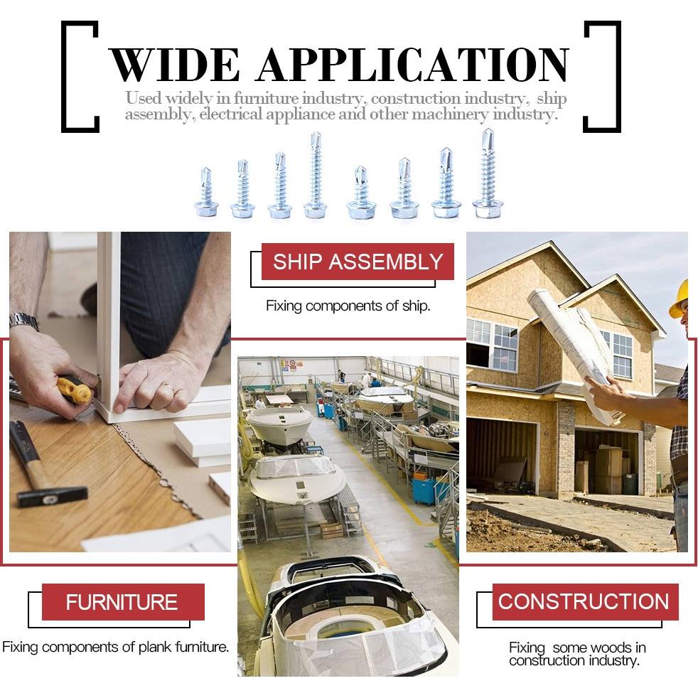 Kit de Tornillos Autoperforantes Hilitchi 220 Piezas Cabeza Hexagonal