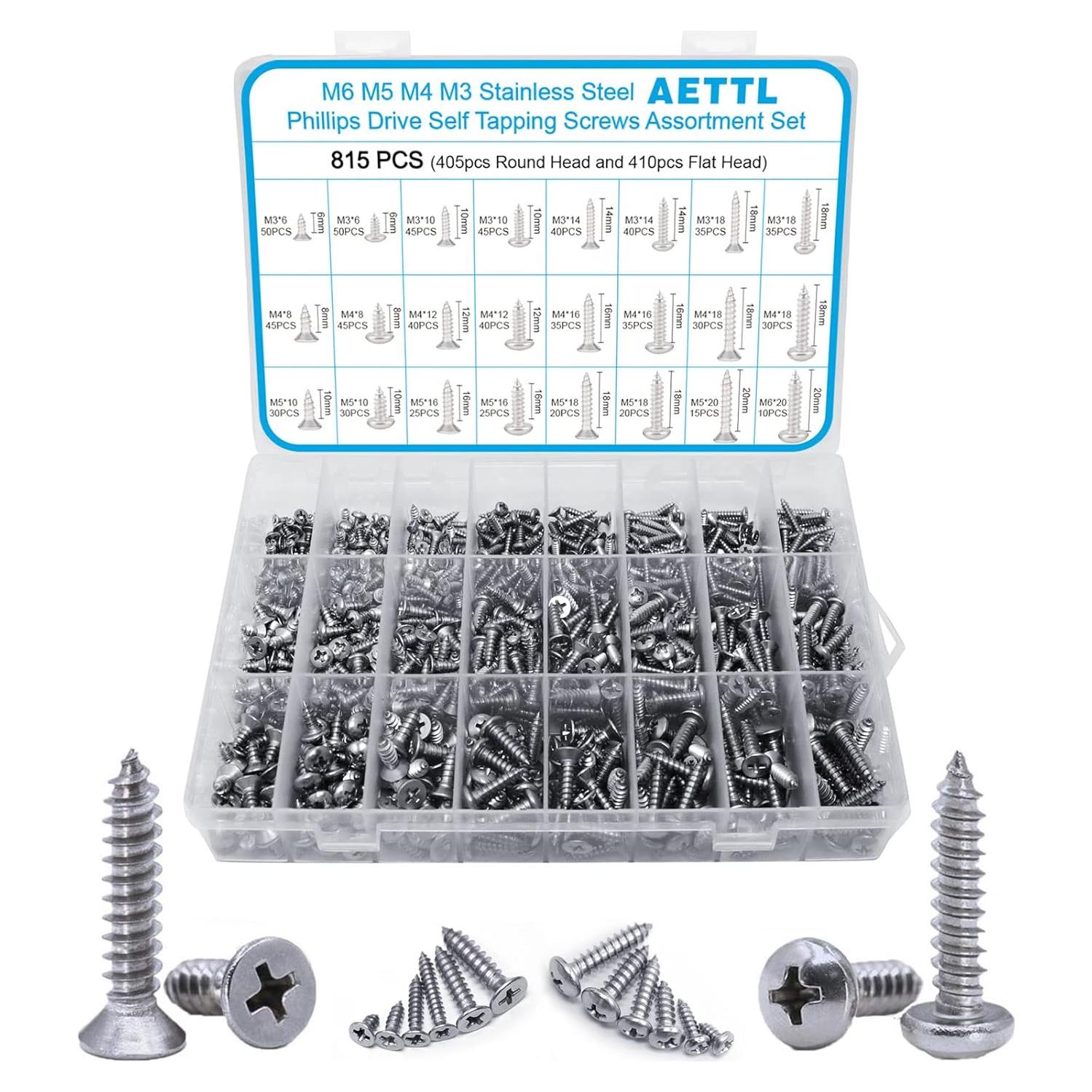 Kit de Tornillos de Madera AETTL 815 Piezas M3 M4 M5 M6