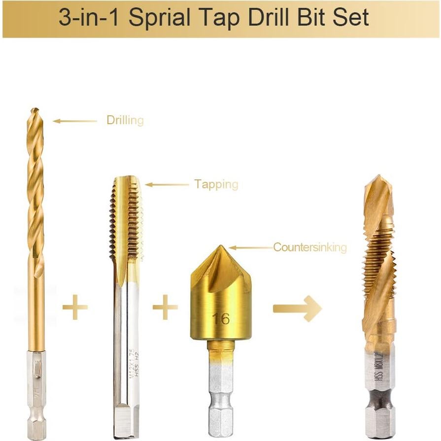 Juego de Brocas y Machos de Titanio HIDOTOL 6 Piezas Métricas