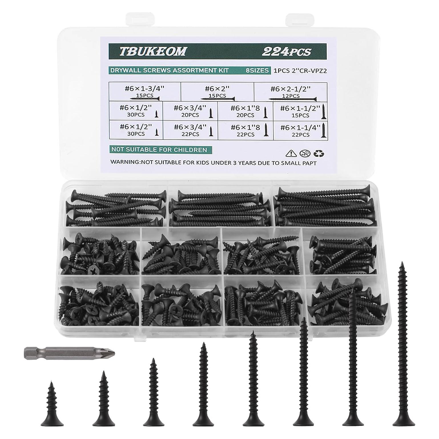Kit de Tornillos Phillips TBUKEOM 224 Piezas Autoperforantes