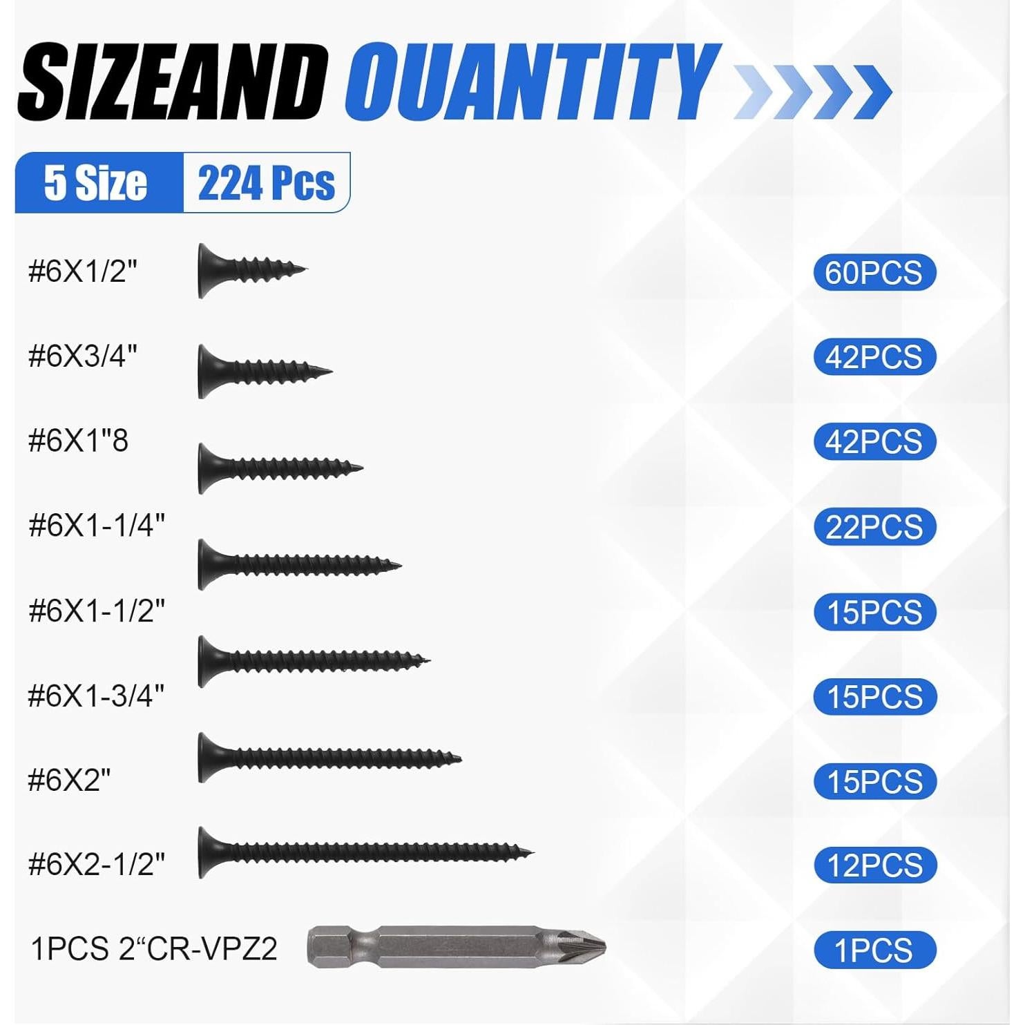 Kit de Tornillos Phillips TBUKEOM 224 Piezas Autoperforantes