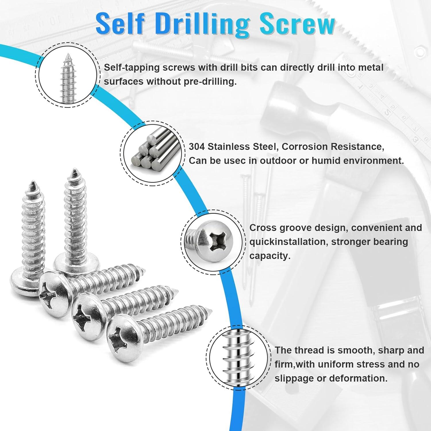 Kit de Tornillos de Madera NANAKLAUS 460PCS Acero Inoxidable