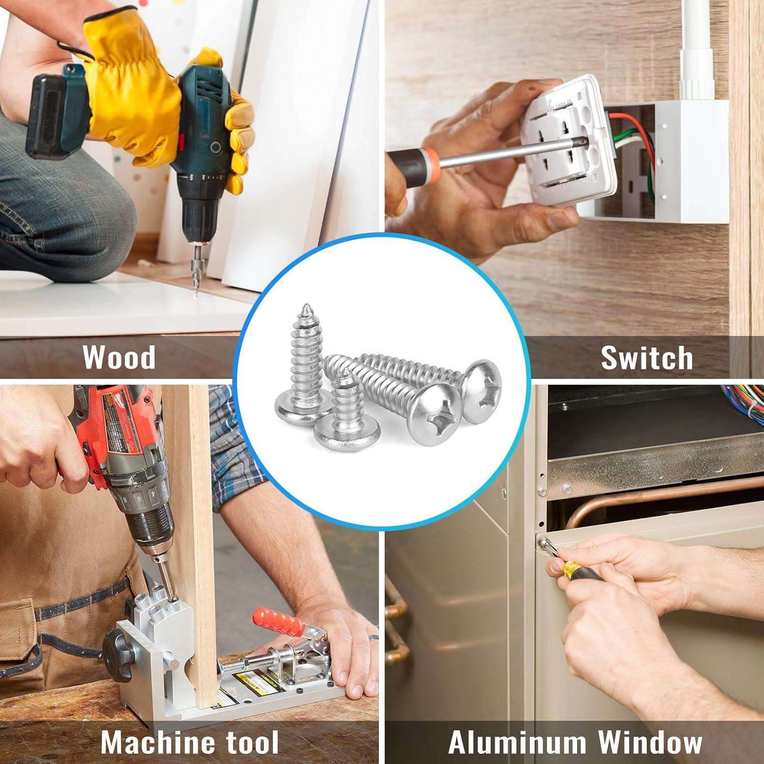 Kit de Tornillos de Madera NANAKLAUS 460PCS Acero Inoxidable