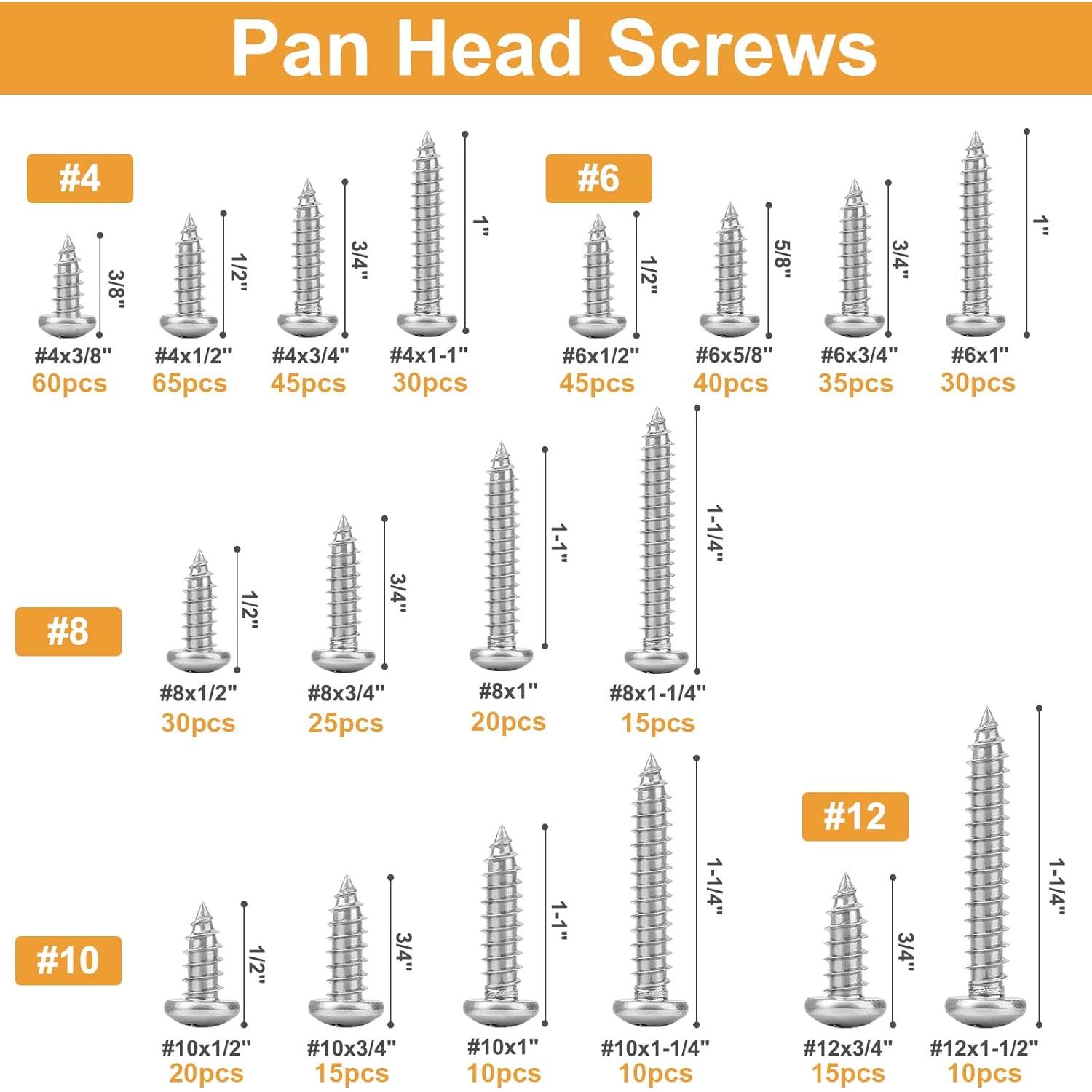 Kit de Tornillos de Acero Inoxidable VIGRUE 510 Pcs Cabeza Pan