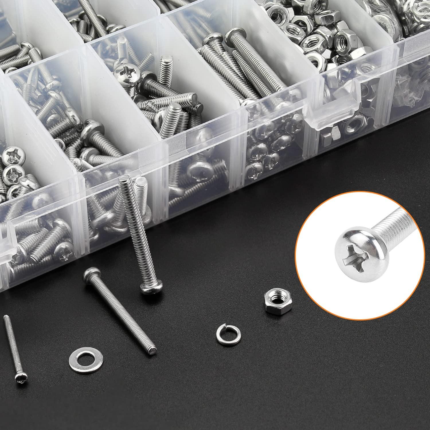 Kit 1500 Piezas Tornillos Acero Inoxidable M2 M3 M4 Phillips