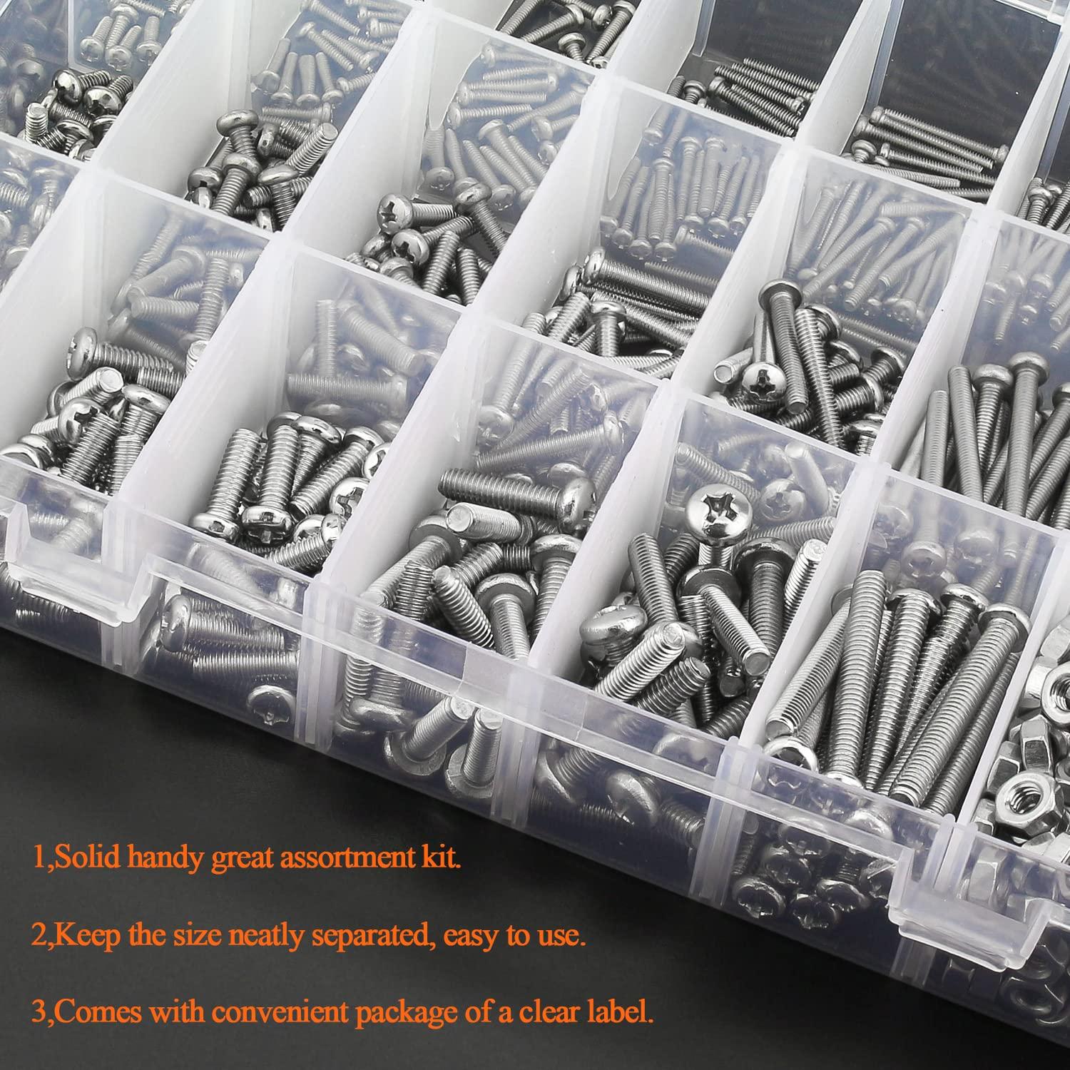 Kit 1500 Piezas Tornillos Acero Inoxidable M2 M3 M4 Phillips