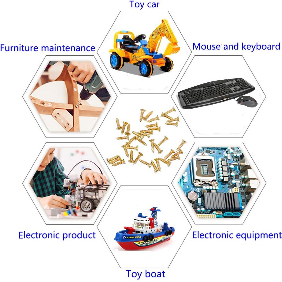 Juego de Tornillos Pequeños Phillips 1200pcs newlng Dorado