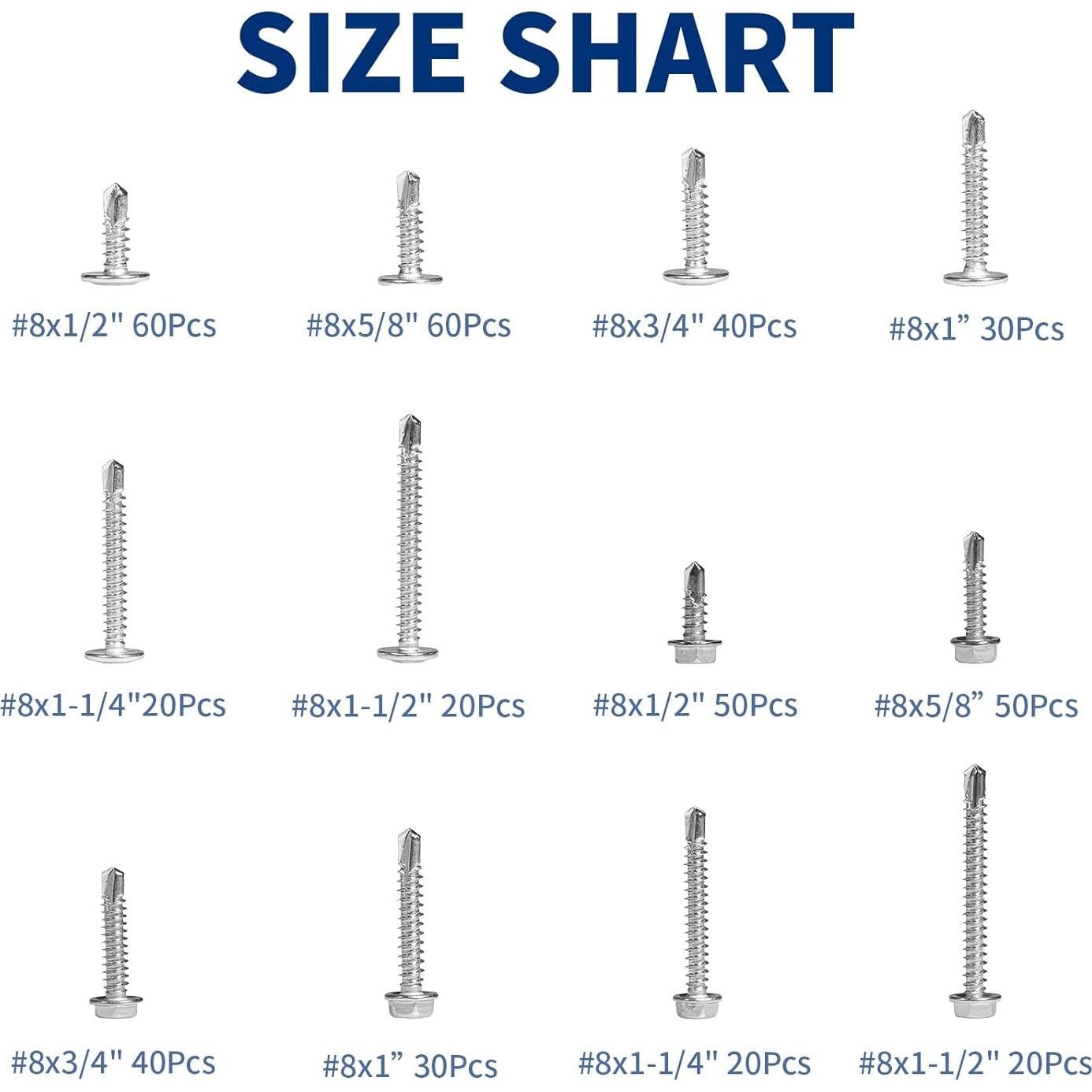 Kit 440 Tornillos Autoperforantes Acero Inoxidable GOOBETTER