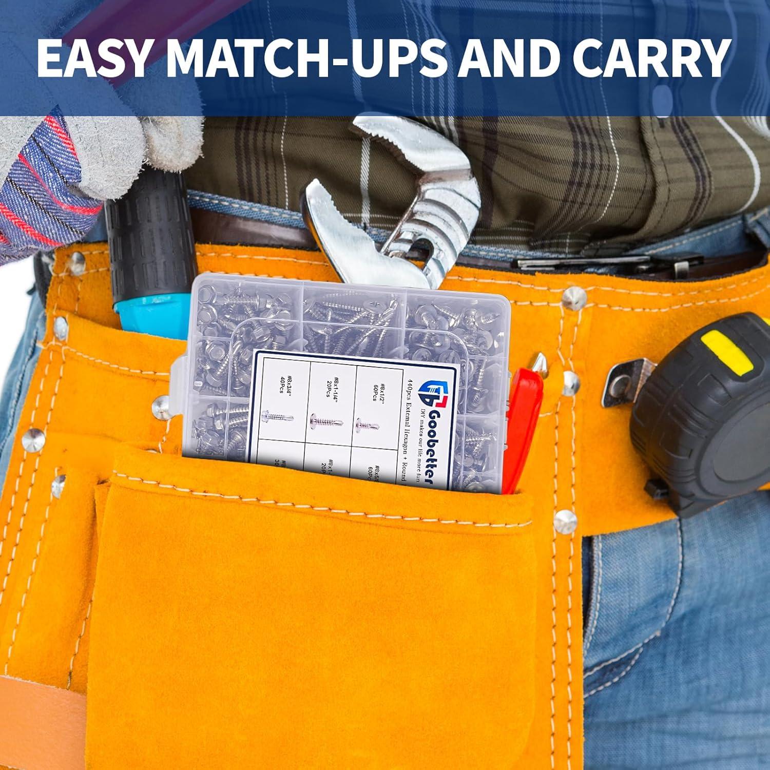 Kit 440 Tornillos Autoperforantes Acero Inoxidable GOOBETTER