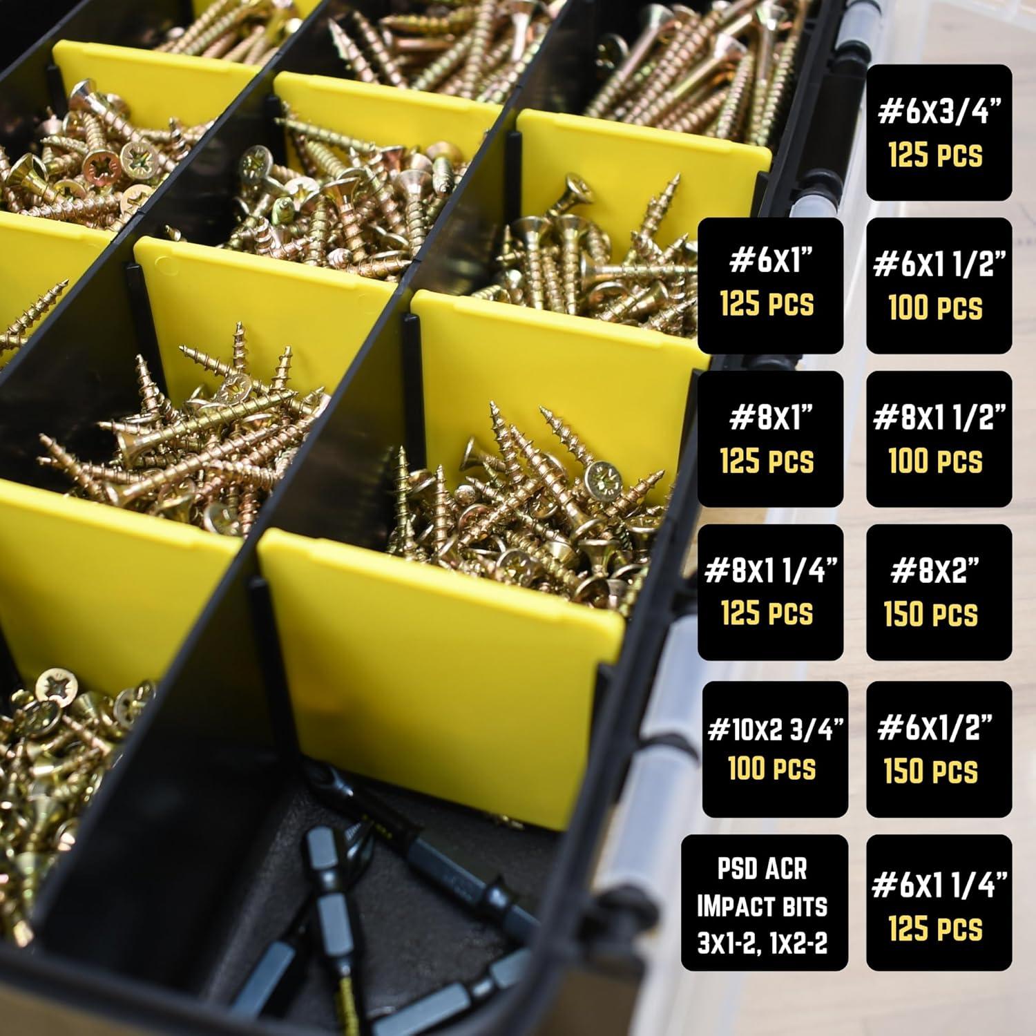 Kit de Surtido de Tornillos de Madera Velocity 1225 Piezas