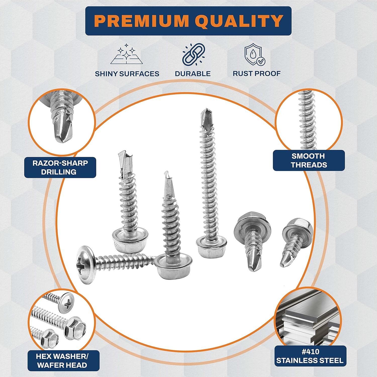 420 Tornillos Autoperforantes Acero Inoxidable RYCARO #8 #10