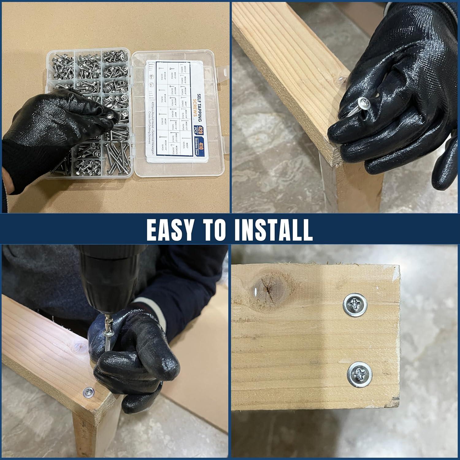 420 Tornillos Autoperforantes Acero Inoxidable RYCARO #8 #10