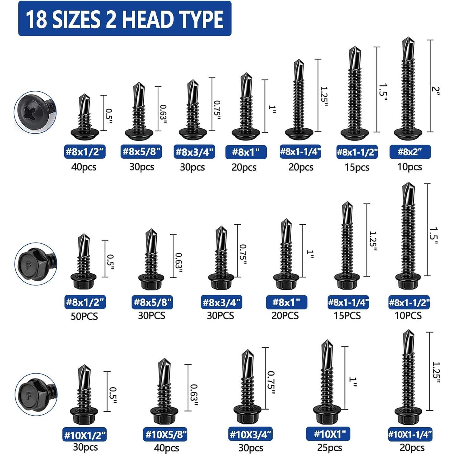 Kit de 465 Tornillos Autoperforantes JROUTH Acero Inoxidable