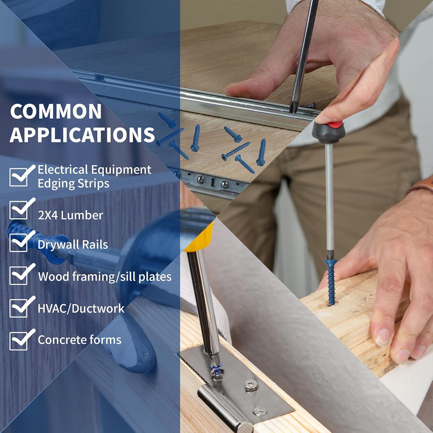 220 Piezas Tornillos de Concreto GOOBETTER con Brocas Hexagonales